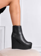 SERENA - Stivaletti tronchetti neri con zeppa