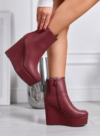 SERENA - Stivaletti tronchetti bordeaux con zeppa