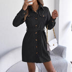 Abito Camicia in Velluto a Coste